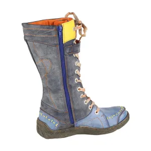Long Warm Leather Womens Boots in Winter with Solid Colour Hand Stitching