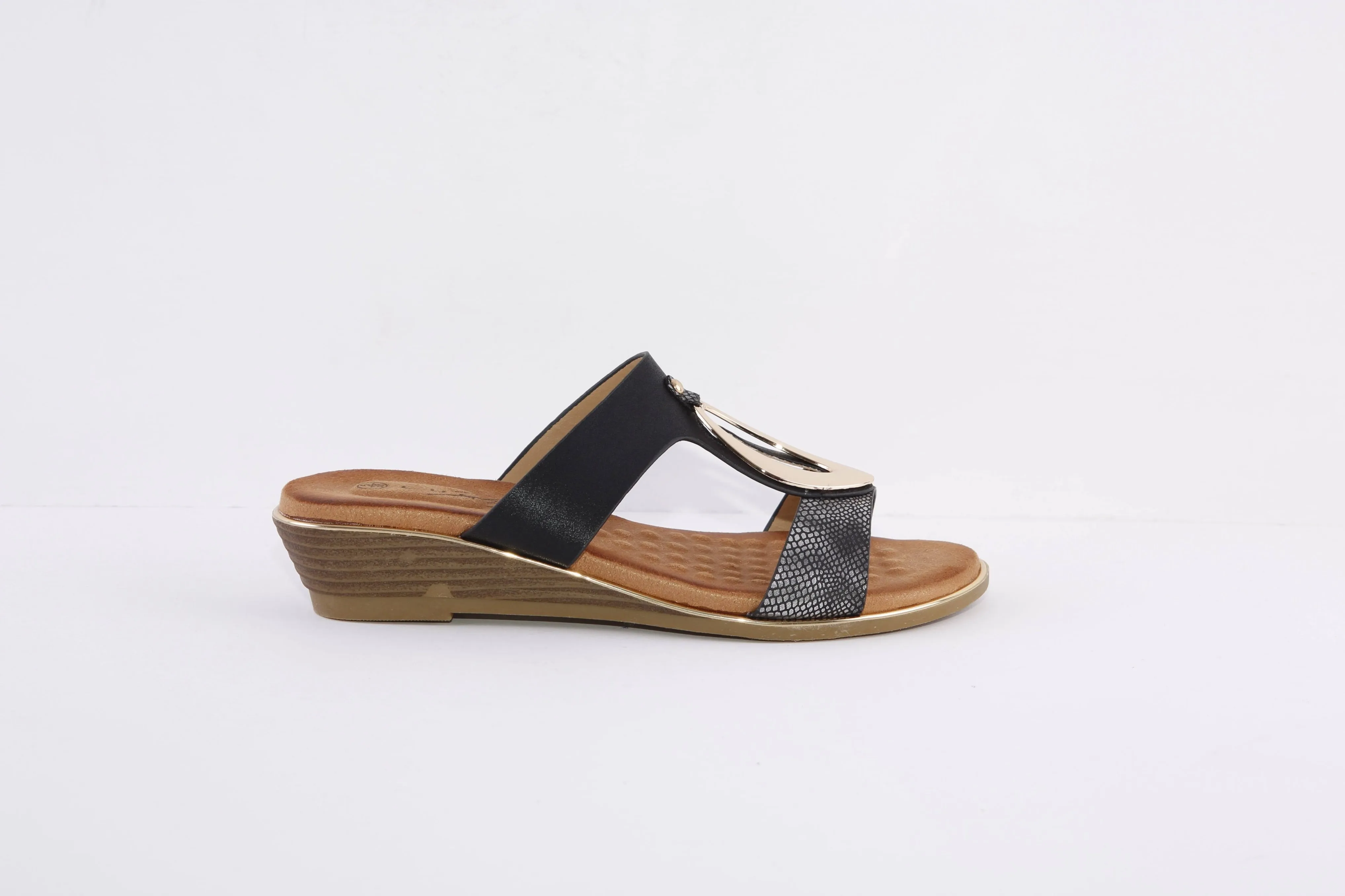 LUNAR - JLH145 PENNITA-LOW WEDGE MULE - BLACK