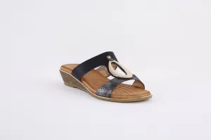 LUNAR - JLH145 PENNITA-LOW WEDGE MULE - BLACK
