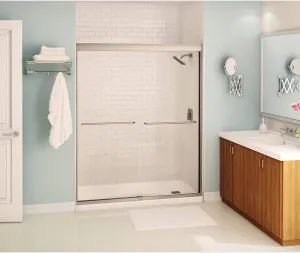 MAAX 134572-900-305-000 Kameleon Sliding Semi-Frameless Shower Door, 3.125-in L x 38.0625-in W x 71-in H, Brushed Nickel