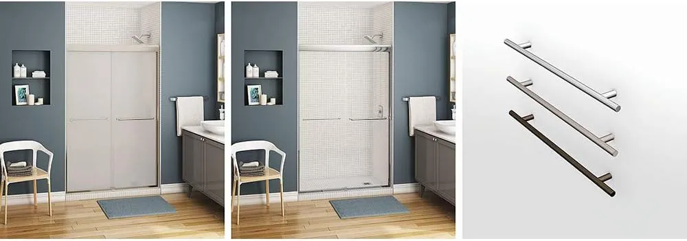 MAAX 134572-900-305-000 Kameleon Sliding Semi-Frameless Shower Door, 3.125-in L x 38.0625-in W x 71-in H, Brushed Nickel