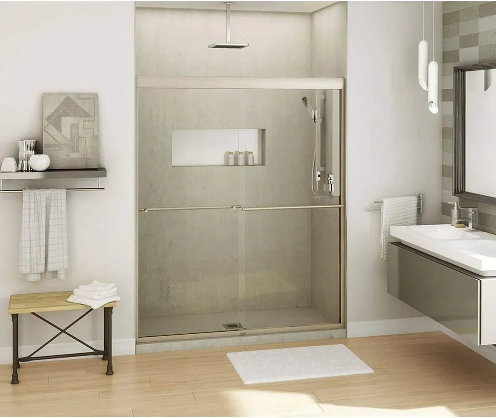 MAAX 134572-900-305-000 Kameleon Sliding Semi-Frameless Shower Door, 3.125-in L x 38.0625-in W x 71-in H, Brushed Nickel