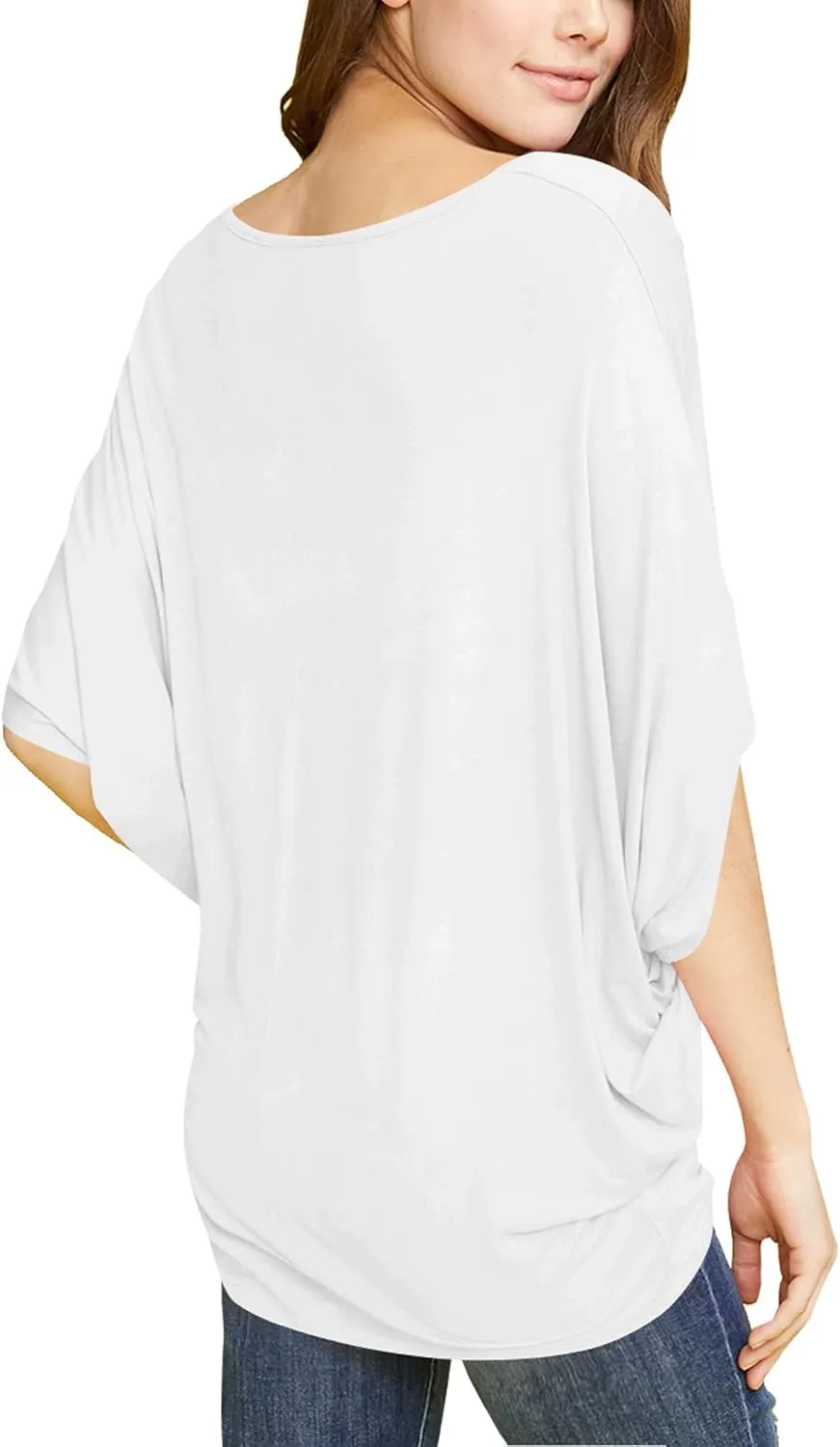 Made By Johnny Women's Scoop Neck Half Sleeve Batwing Dolman Top - Plus Size