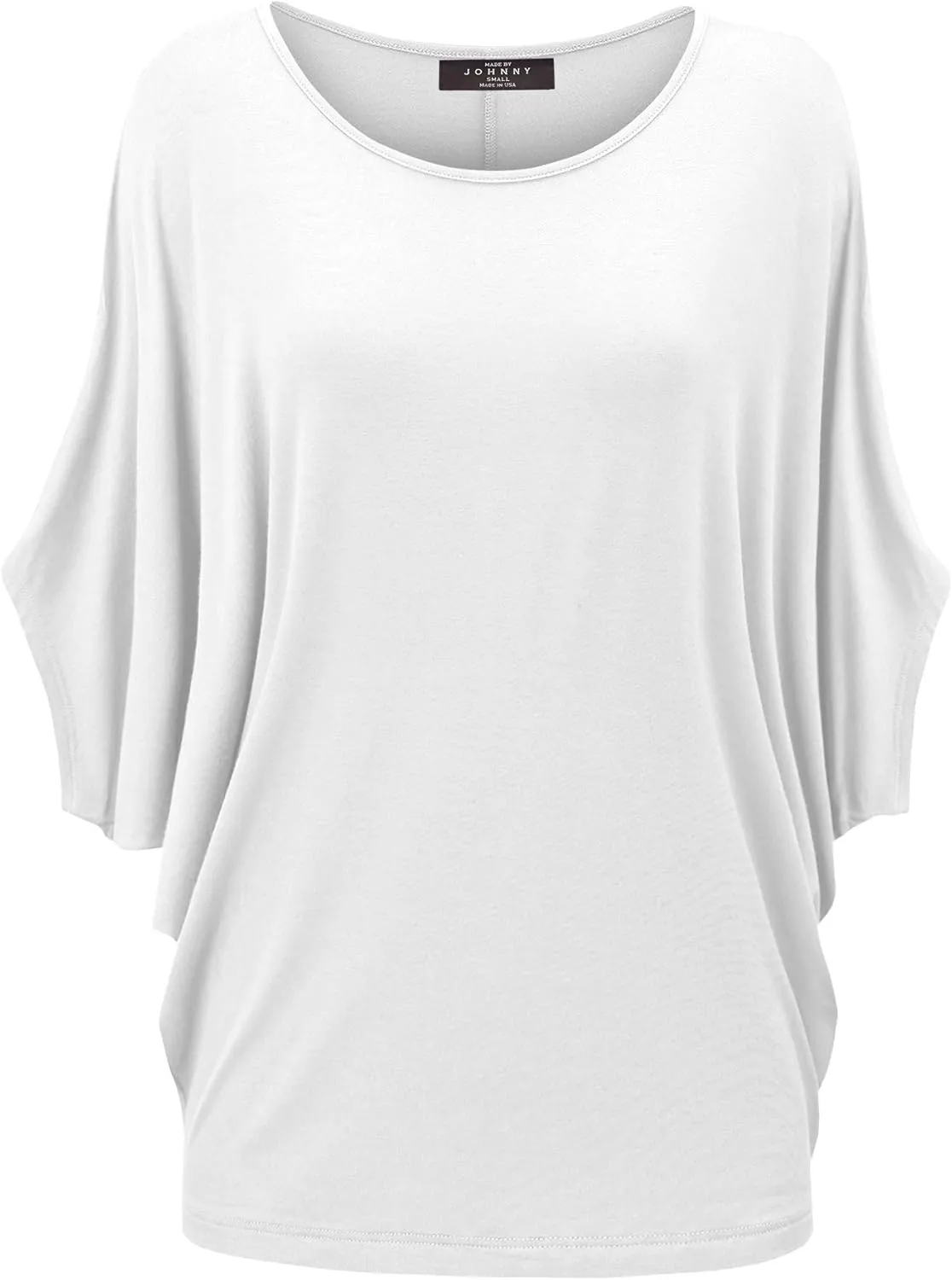 Made By Johnny Women's Scoop Neck Half Sleeve Batwing Dolman Top - Plus Size
