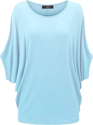 Made By Johnny Women's Scoop Neck Half Sleeve Batwing Dolman Top - Plus Size