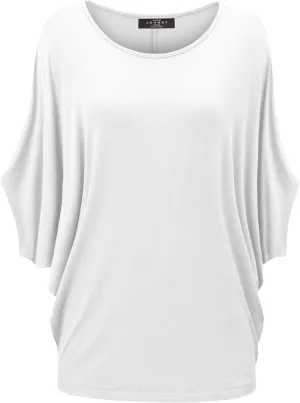 Made By Johnny Women's Scoop Neck Half Sleeve Batwing Dolman Top - Plus Size