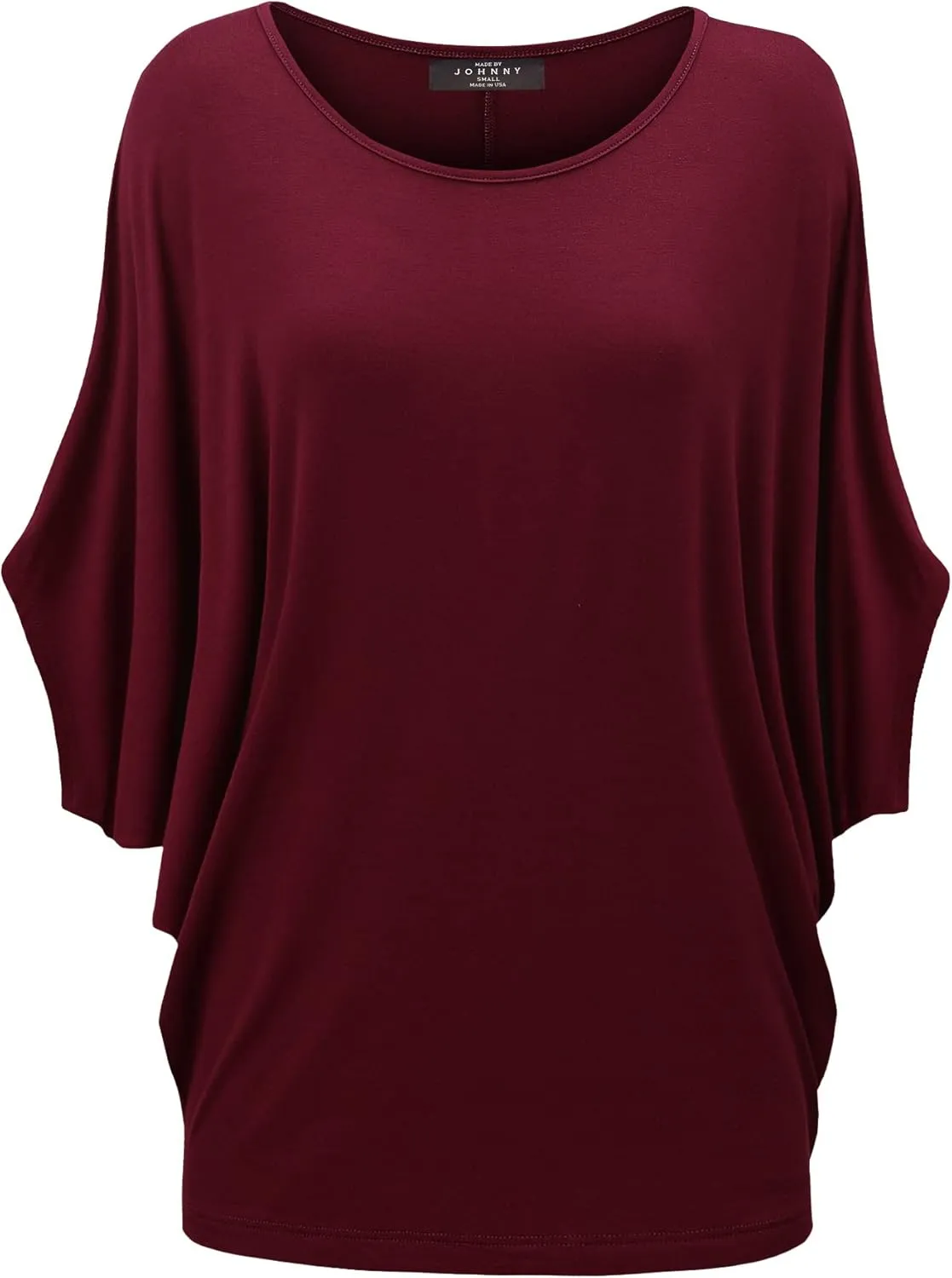Made By Johnny Women's Scoop Neck Half Sleeve Batwing Dolman Top - Plus Size