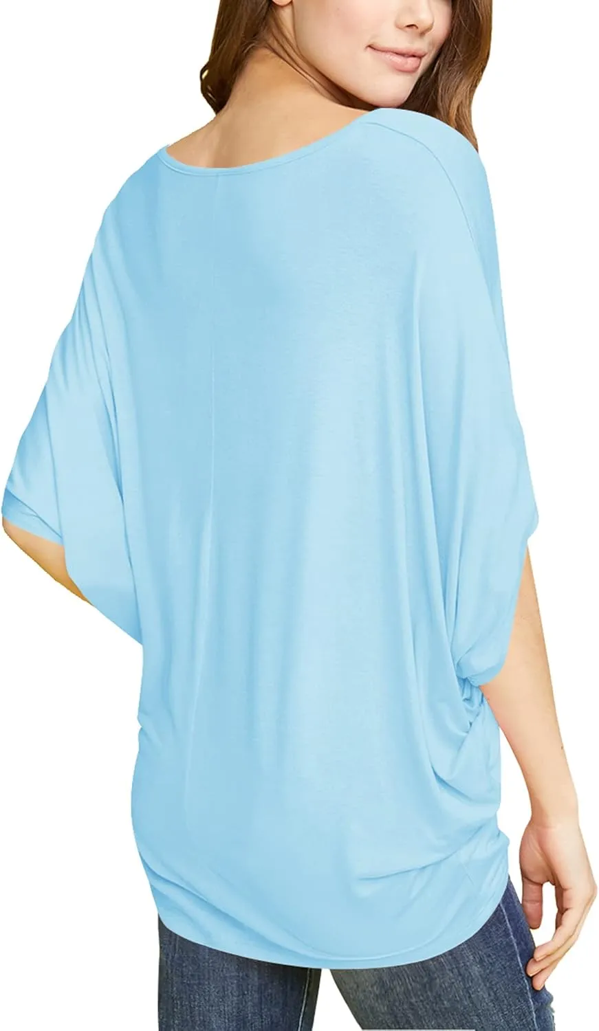 Made By Johnny Women's Scoop Neck Half Sleeve Batwing Dolman Top - Plus Size
