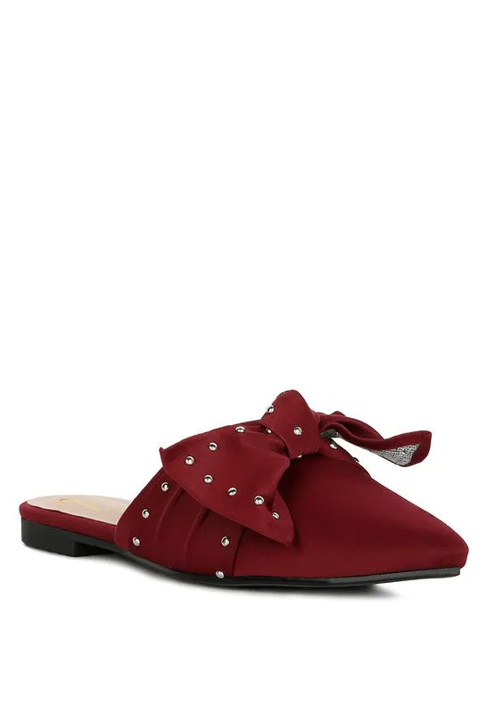 MAKEOVER STUDDED BOW FLAT MULES