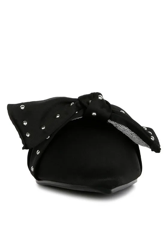 MAKEOVER STUDDED BOW FLAT MULES