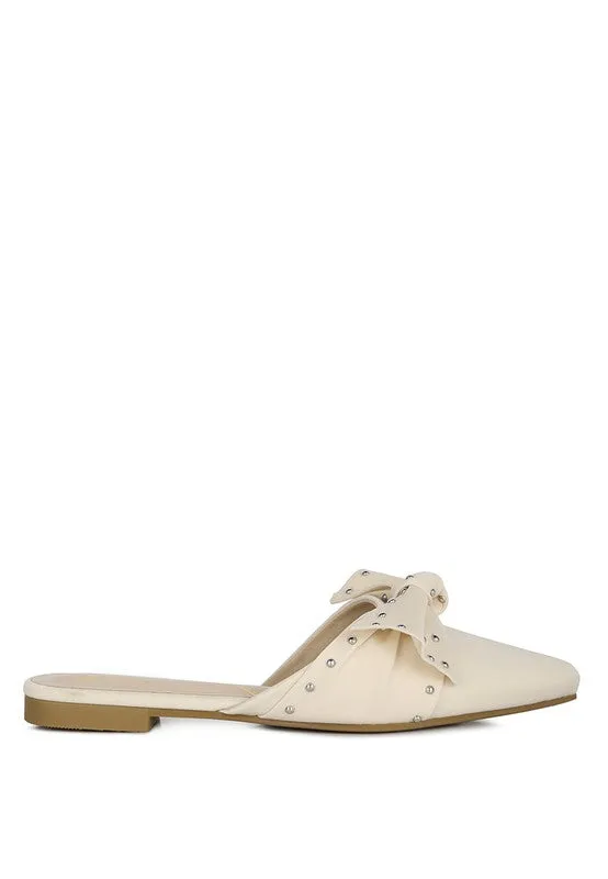 MAKEOVER STUDDED BOW FLAT MULES