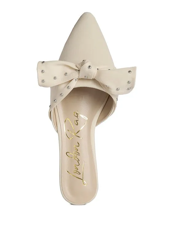 MAKEOVER STUDDED BOW FLAT MULES