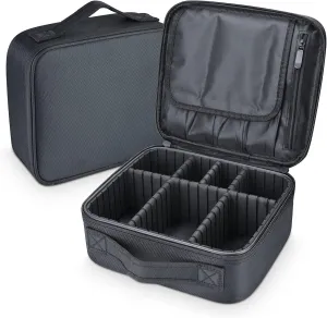 Makeup Bag travel organizer Cosmetic Bag Portable Artist Storage Bag with Adjustable Dividers for Women Cosmetics Brushes Toiletry, Black