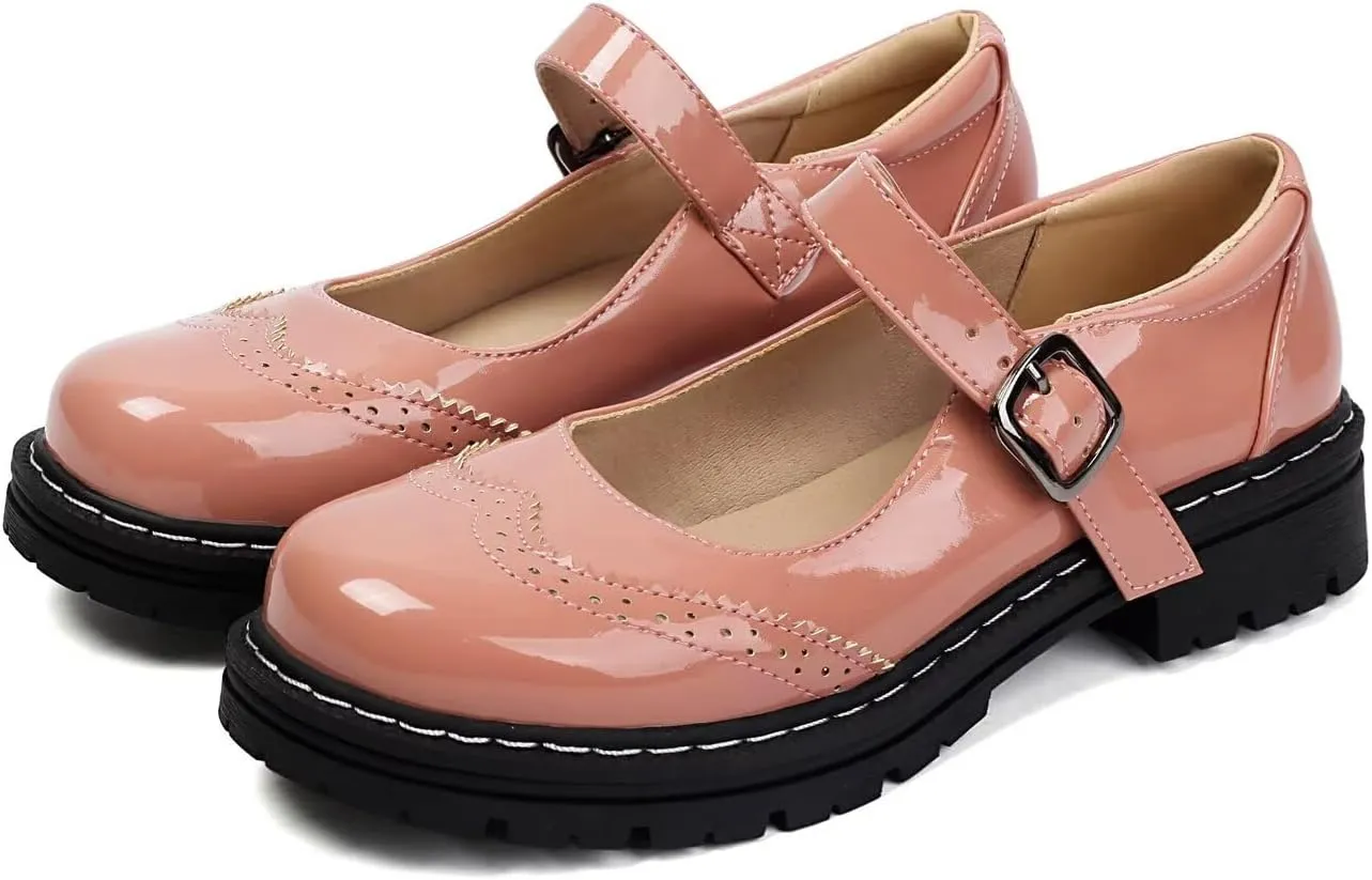 Mary Jane for Women Gothic Oxford Shoes - Flat Shoes, Ankle Tied, Round Toe for Casual Dresses, Work, and Campus