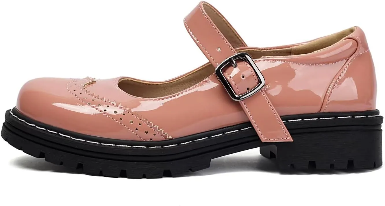 Mary Jane for Women Gothic Oxford Shoes - Flat Shoes, Ankle Tied, Round Toe for Casual Dresses, Work, and Campus