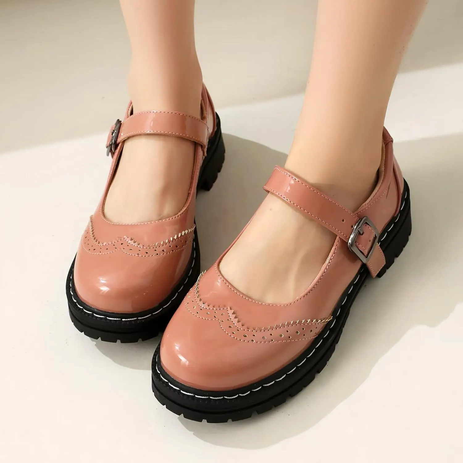 Mary Jane for Women Gothic Oxford Shoes - Flat Shoes, Ankle Tied, Round Toe for Casual Dresses, Work, and Campus