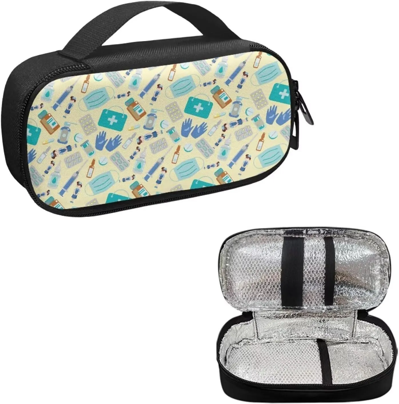 Medical Topics Insulin Cooler Travel Case with Handle Travel Medicine Kit Insulated Carrying Case for Insulin Pen and Diabetic Supplies Storage Bag(Yellow)