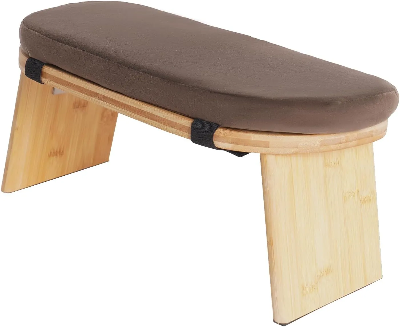 Meditation Prayer Bench, Portable Foldable & 5° Ergonomic Tilt Kneeling Meditation Yoga Stool with Cushion & Carry Bag for Home/Studio/Gym, Bamboo & Velvet Kneeling Stools (Coffee)