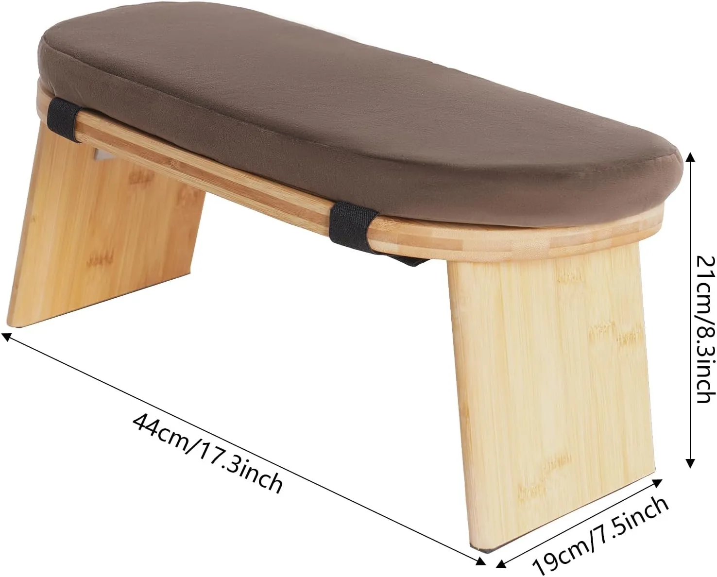 Meditation Prayer Bench, Portable Foldable & 5° Ergonomic Tilt Kneeling Meditation Yoga Stool with Cushion & Carry Bag for Home/Studio/Gym, Bamboo & Velvet Kneeling Stools (Coffee)