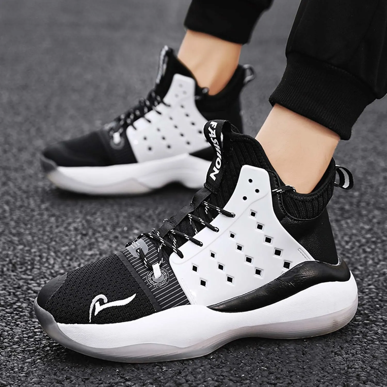 Men's Basketball Shoes High Top Running Shoes for Men Lightweight Breathable Mesh Walking Athletic Sneaker Indoor or Outdoor Basketball Sneakers for Men, Street or Court