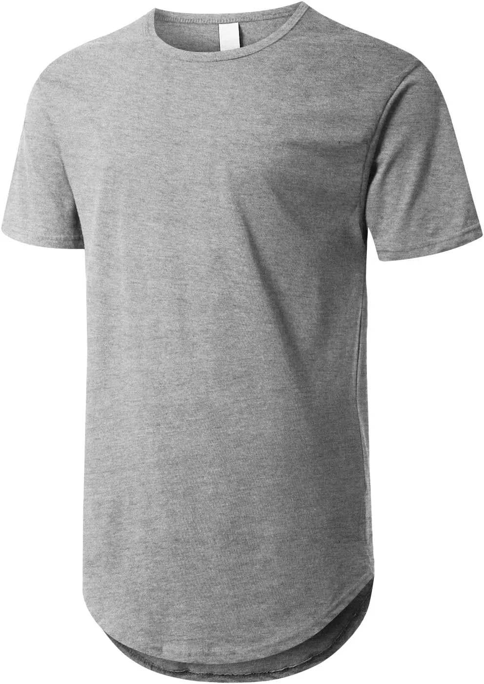 Mens Hipster Hip Hop Elong Round Hemline Crewneck T-Shirt