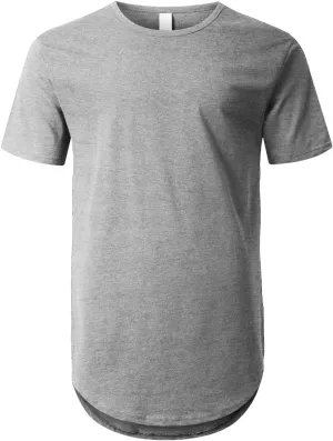 Mens Hipster Hip Hop Elong Round Hemline Crewneck T-Shirt