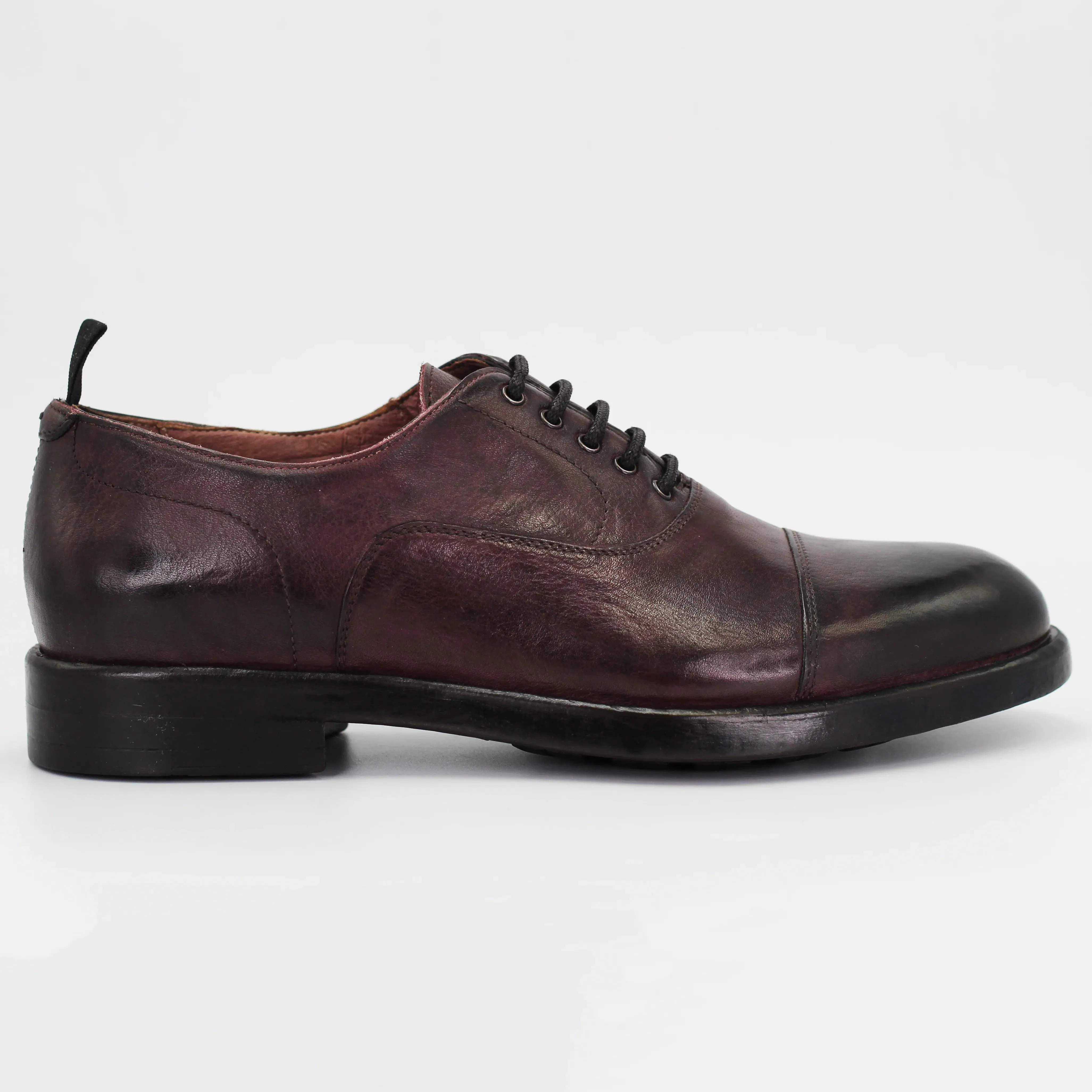 Men's oxford in calf leather dark maroon (BRU12057)