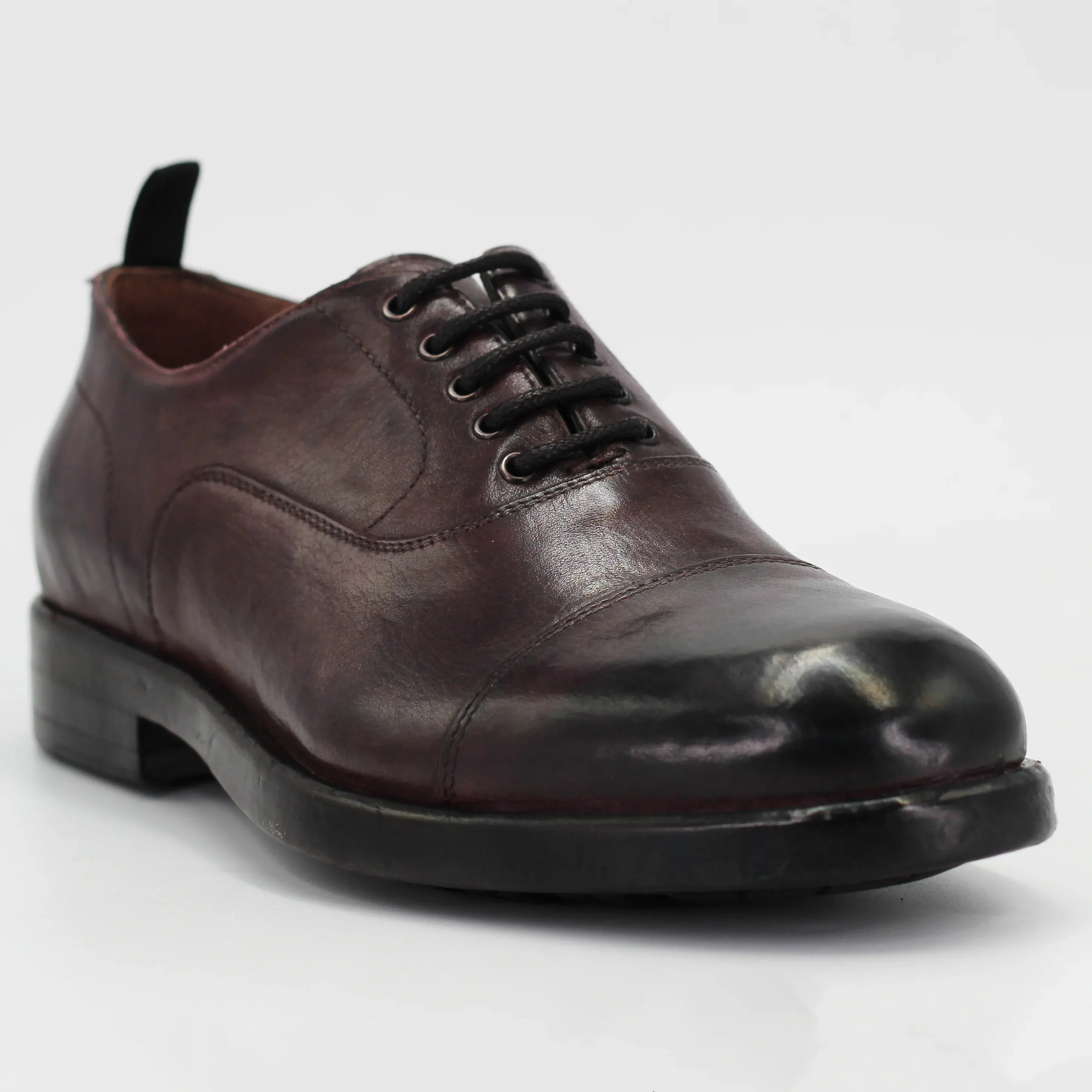 Men's oxford in calf leather dark maroon (BRU12057)