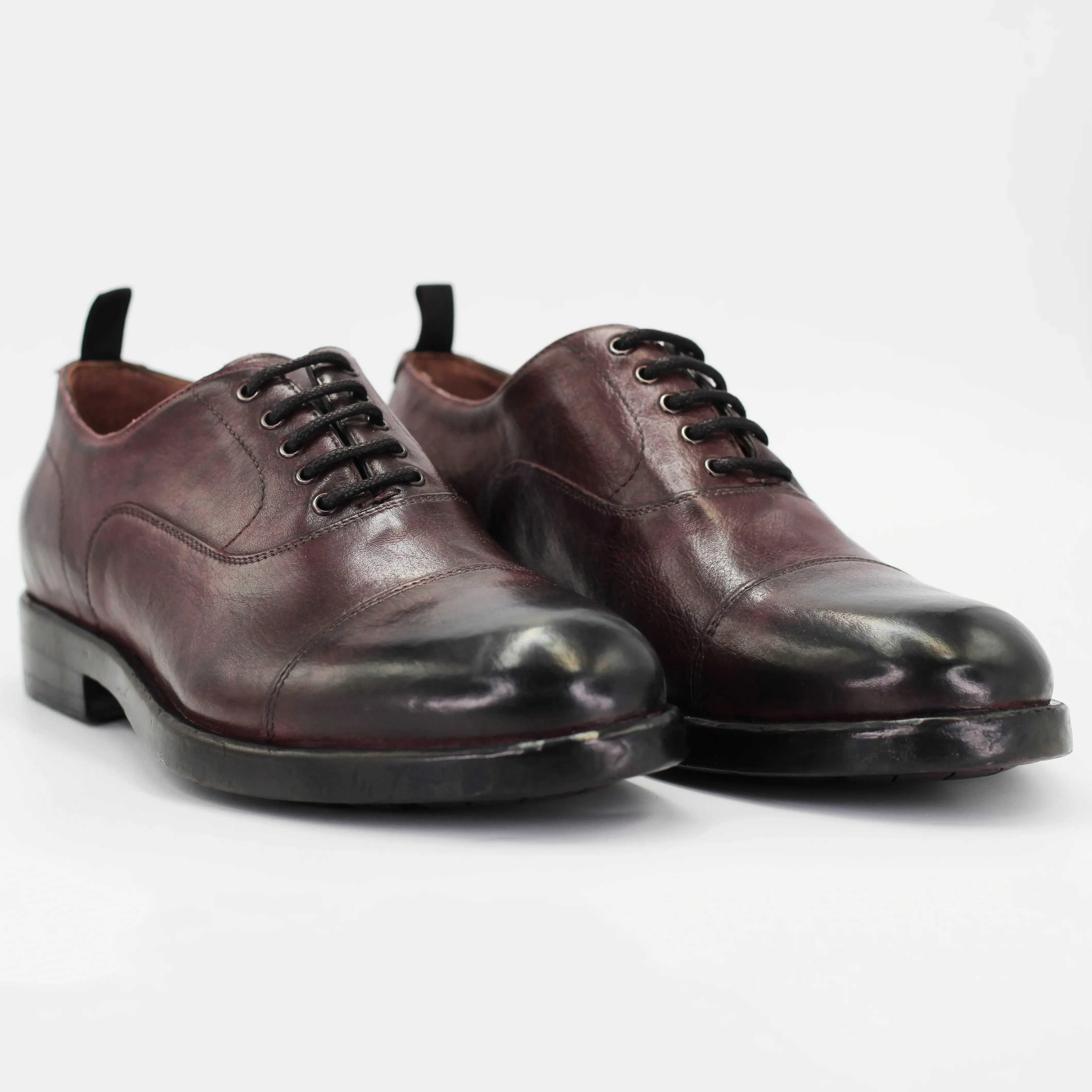 Men's oxford in calf leather dark maroon (BRU12057)