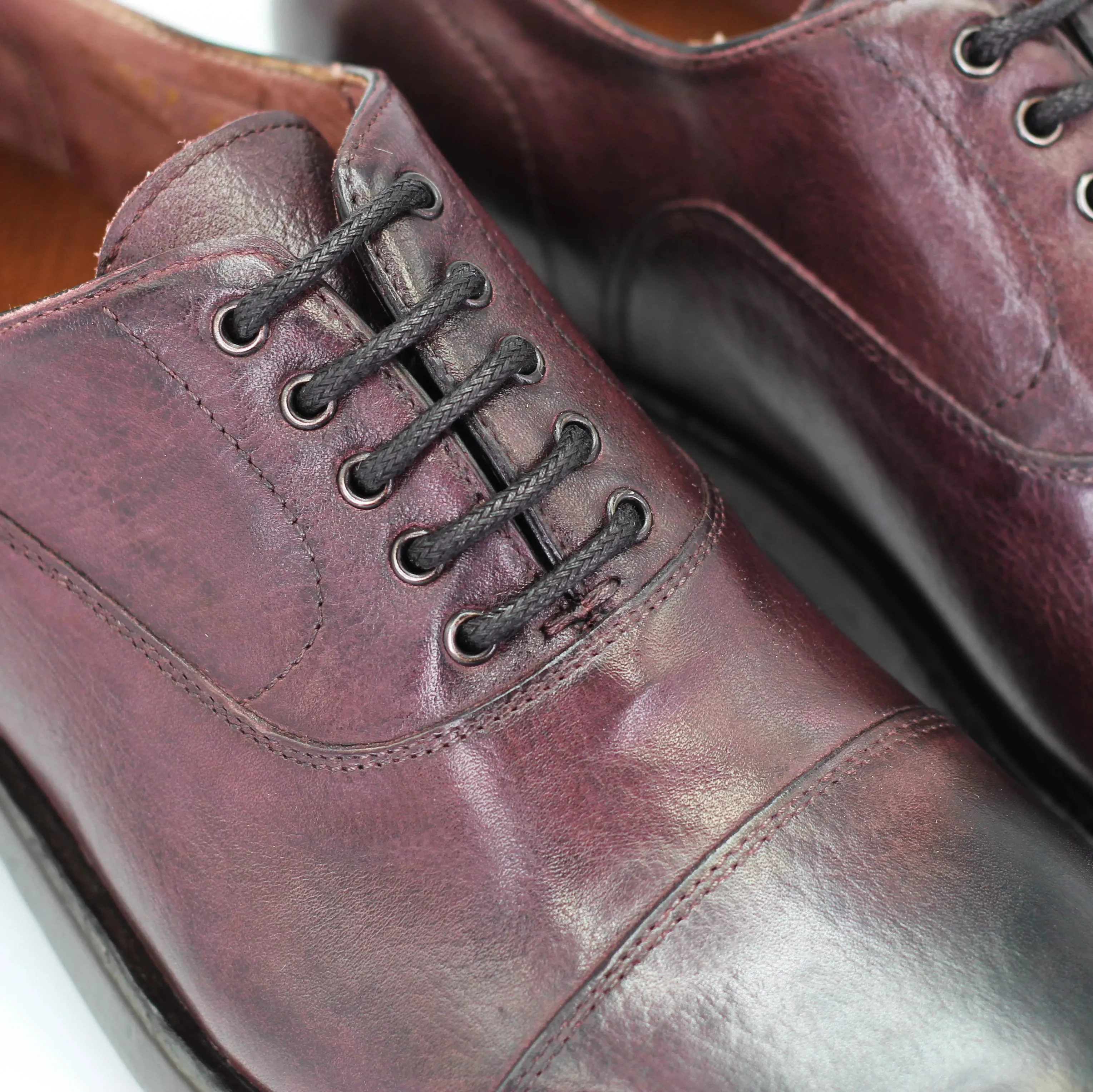 Men's oxford in calf leather dark maroon (BRU12057)