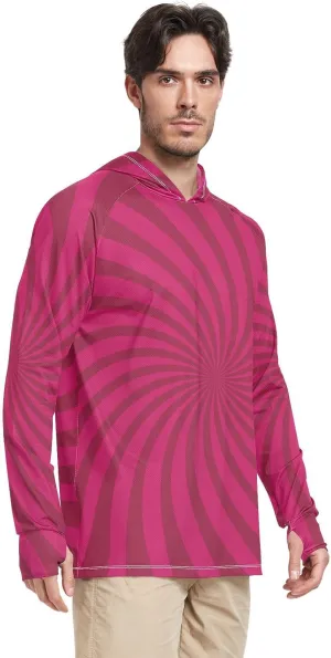Men's Sun Protection Hoodie Long Sleeve Sun Shirt with Hood UPF 50  Rashguard for Men Adult Rash Guards Twirl Swirl