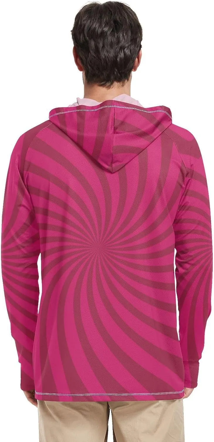 Men's Sun Protection Hoodie Long Sleeve Sun Shirt with Hood UPF 50  Rashguard for Men Adult Rash Guards Twirl Swirl