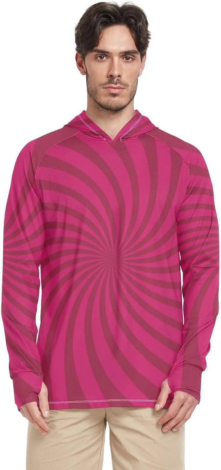 Men's Sun Protection Hoodie Long Sleeve Sun Shirt with Hood UPF 50  Rashguard for Men Adult Rash Guards Twirl Swirl