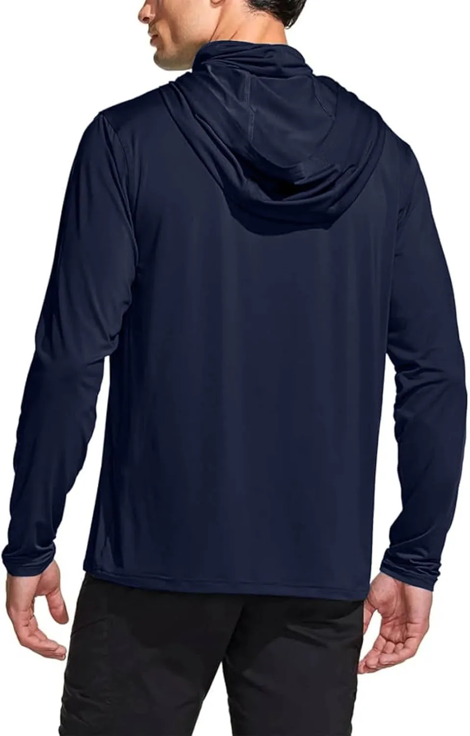 Men's UPF 50  Sun Protection Hoodie with Mask Long Sleeve Rash Guards UV Cooling Lightweight Fishing Hiking Shirts