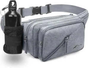 Men's Waist Bag With Water Kettle Rack Multi-Purpose Lure Crossbody Bag Satchel Hiking Phone Holder Chest Bag (grey)