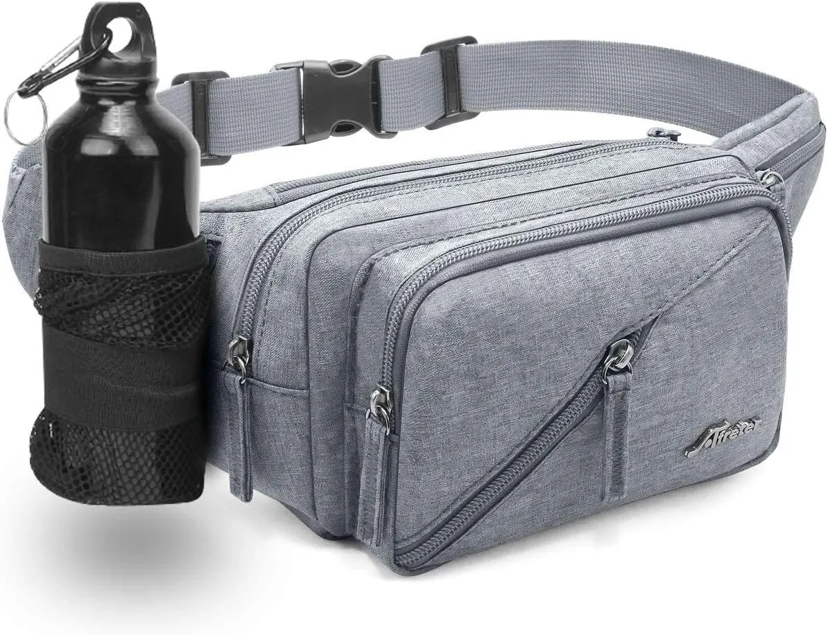 Men's Waist Bag With Water Kettle Rack Multi-Purpose Lure Crossbody Bag Satchel Hiking Phone Holder Chest Bag (grey)