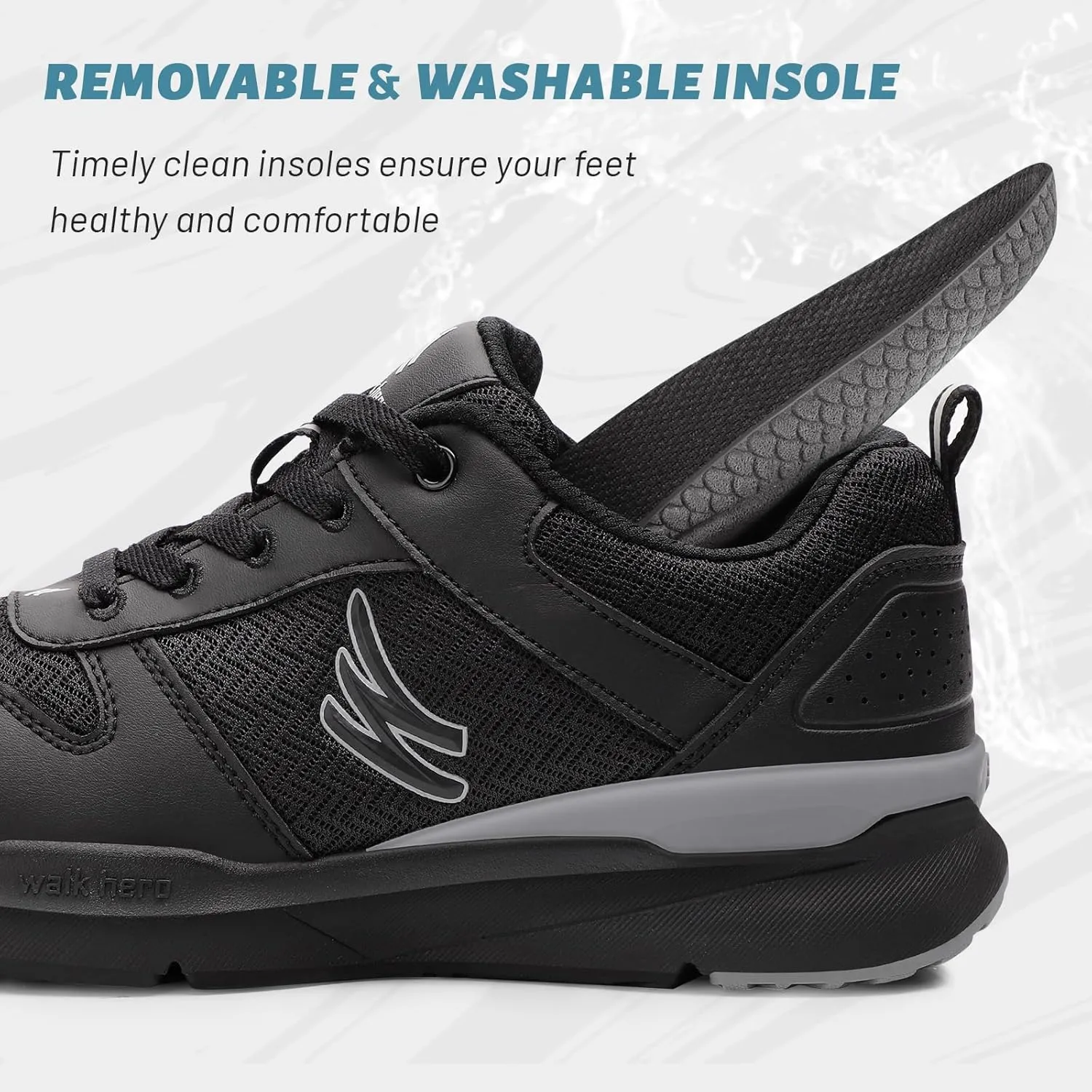 Mens Walking Shoes for Plantar Fasciitis, Orthopedic Sneakers for Men with Arch Support, Comfortable Casual Shoes for Pain Relief with Non Slip Rubber Sole