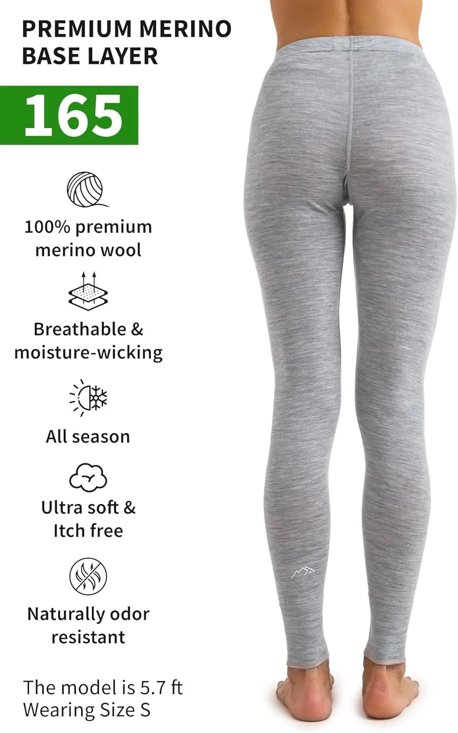 Merino Wool Base Layer Women Pants 100% Merino Wool Leggings Heavyweight, Midweight, Lite Thermal Underwear Bottom and Socks