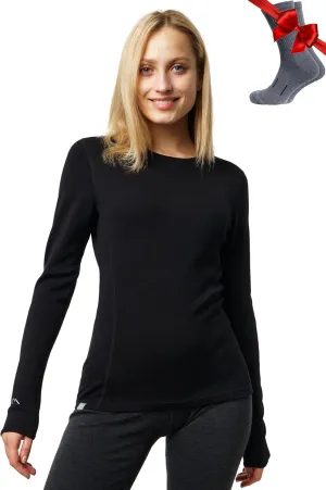 Merino.tech Merino Wool Base Layer Women - 100% Merino Wool Heavyweight, Midweight, Lite Long Sleeve Thermal Shirt and Socks