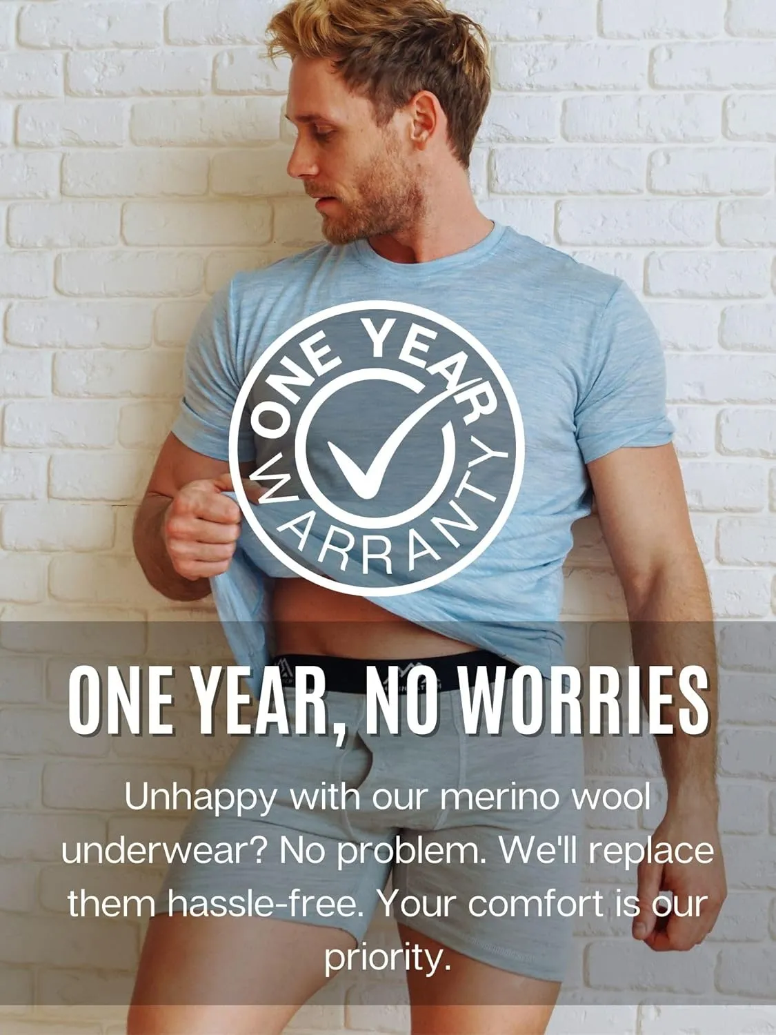 Merino.tech Merino Wool Underwear Mens - 100% Merino Wool Base Layer Boxer Briefs for Men