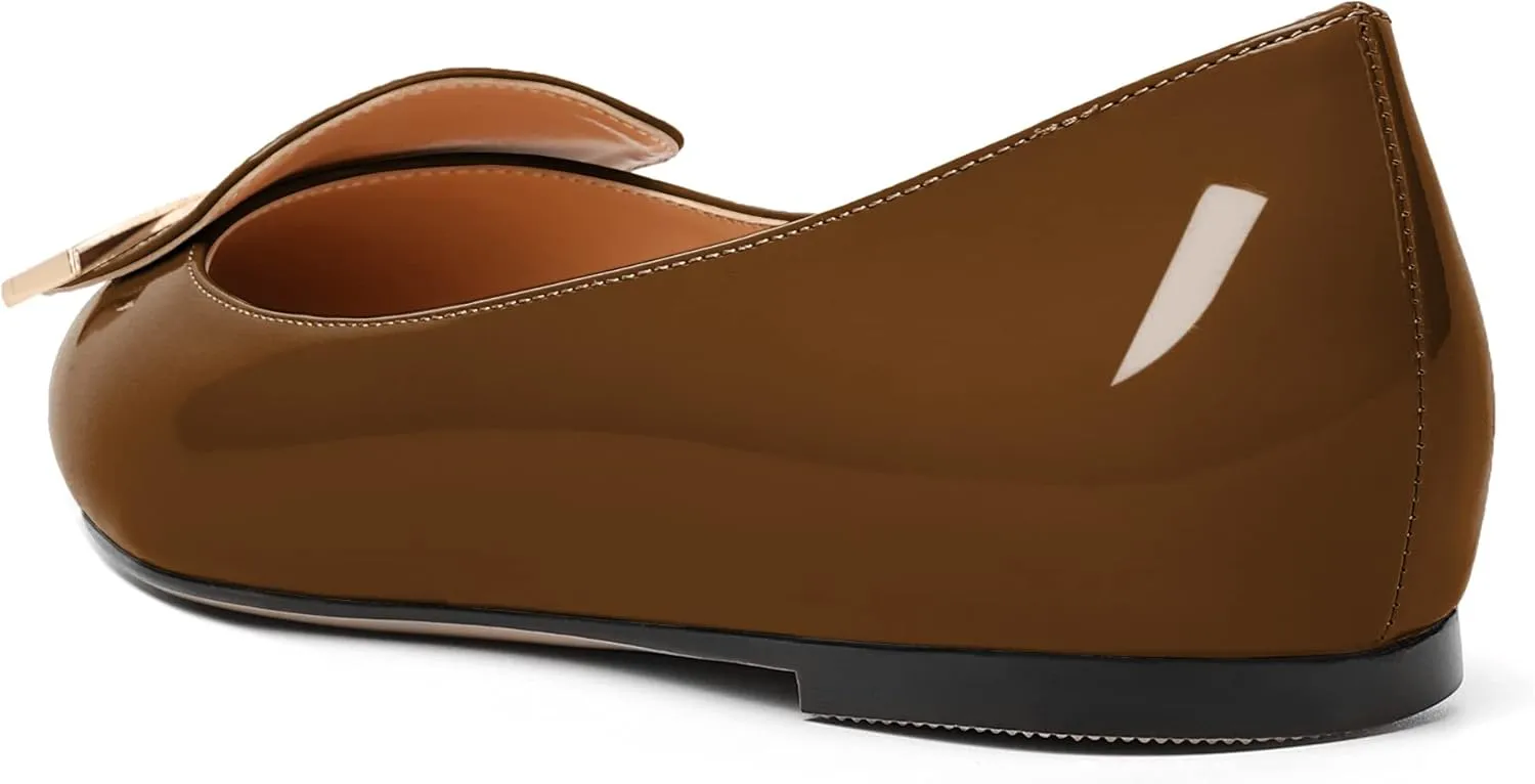 Mettesally Women Buckle Flats Shoes, Pointed Toe Slip On Comfortable Flats, Dressy Daily Casual Ballet Flat Shoes