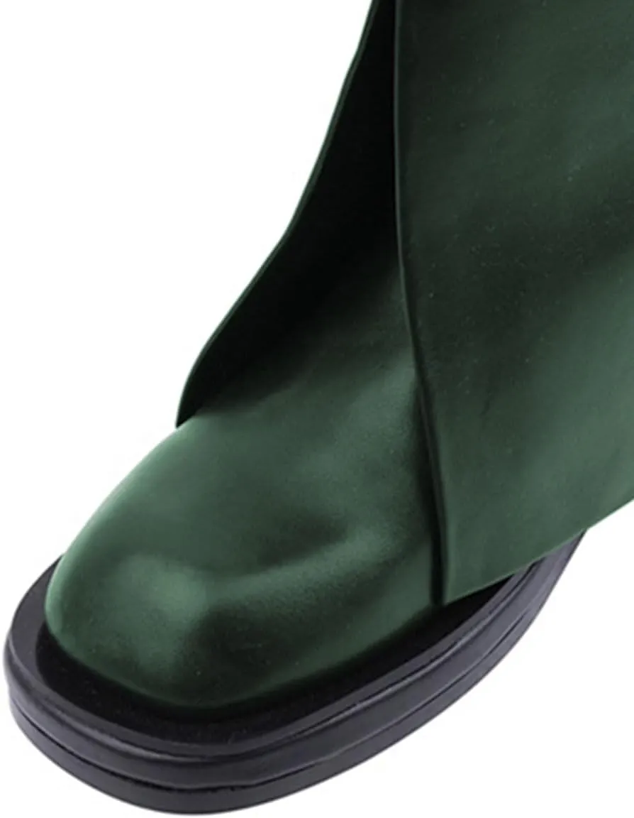 Milooey shoes Women Round Toe Knee High Boots Platform Comfortable Flat Riding Boots V Cut Fahion Party Shoes Size 4-16 Us