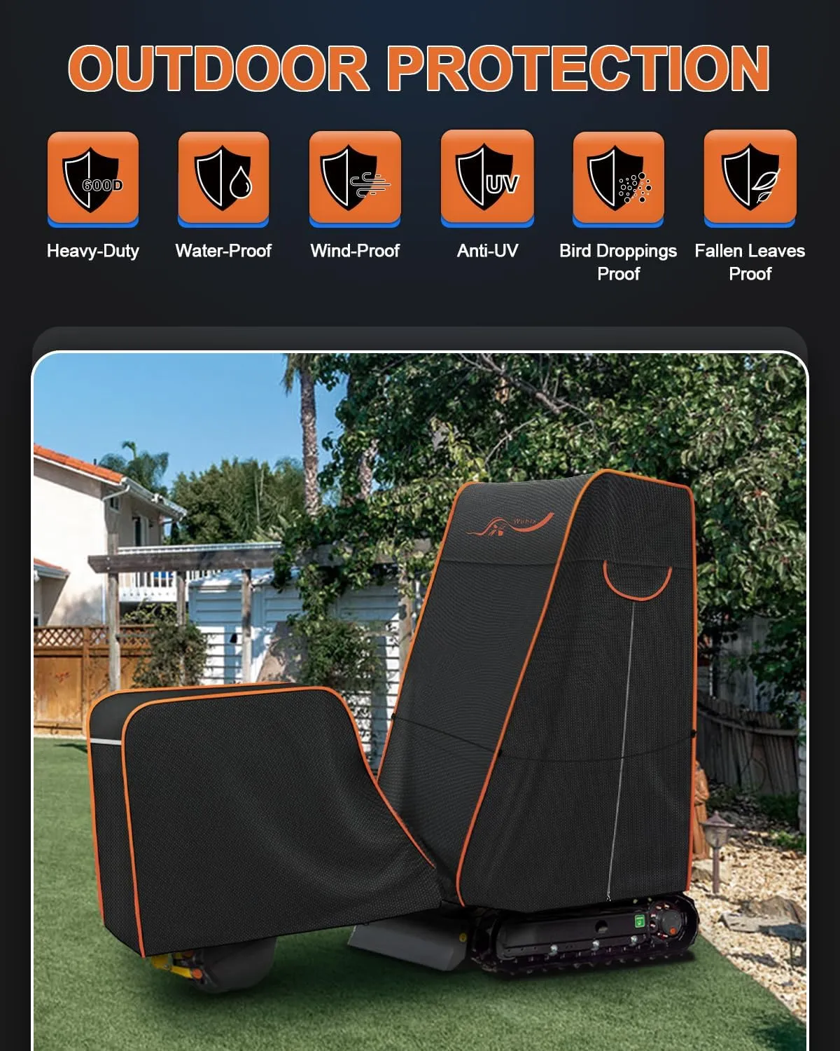 Mini Excavator Cover 600D Oxford-Fabric Compatible with Kubota KXX008, BobcatE10, Waterproof Small Excavator Full Duvet Rain/Sun/Winter/Outdoor Cover for 1 Ton Mini Excavator 0.9-1.5Ton
