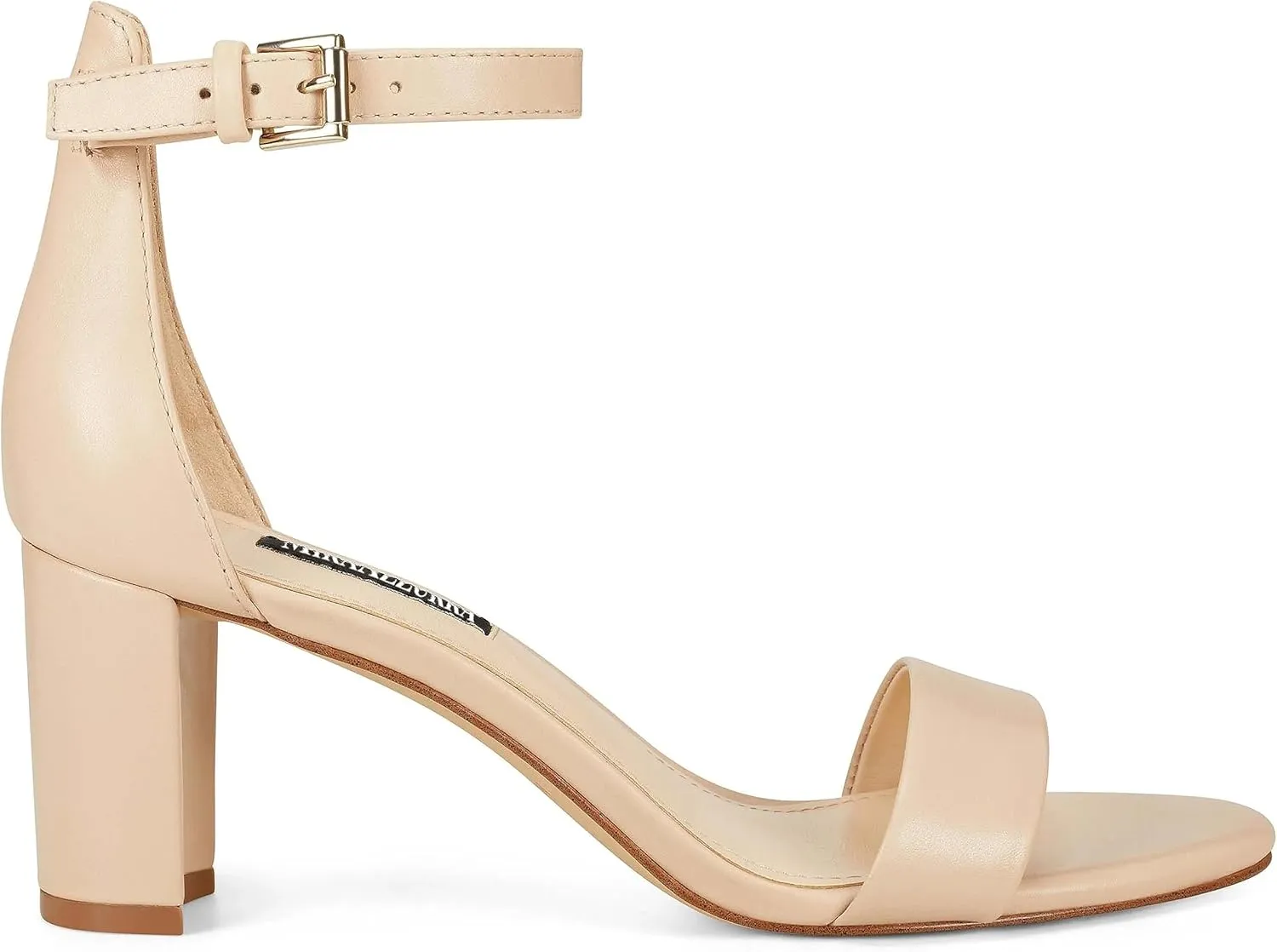 MIRAAZZURRA Women Heeled Sandals Round Open Toe Ankle Strap Chunky Low Heel One Strap Sandals