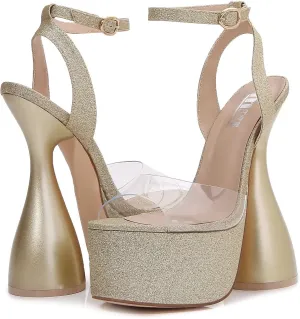 mm Women Single Strap Open Toe High Chunky Heeled Block Platform Sandals