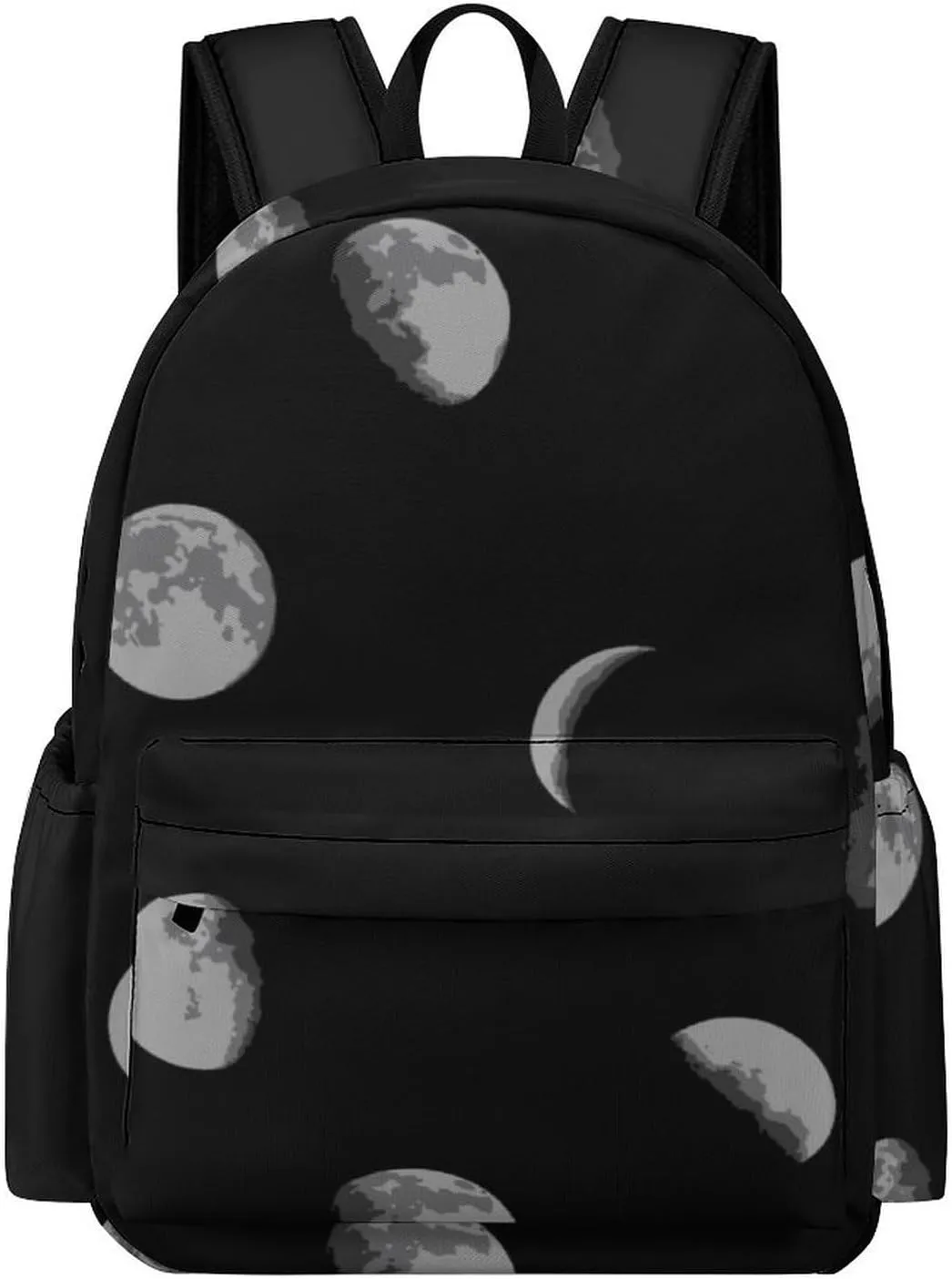 Moon Phase Unisex Backpack Casual Daypacks Half Print Shoulders Bag for Camping Hiking Travel Gear