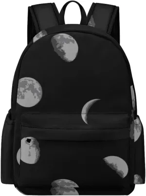 Moon Phase Unisex Backpack Casual Daypacks Half Print Shoulders Bag for Camping Hiking Travel Gear