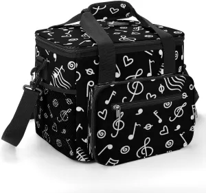 Music Note Monochrome 22.5L Insulated Camping Coolers Bag Love Heart Large Leakproof Ice Chest for Beach Travel Picnic