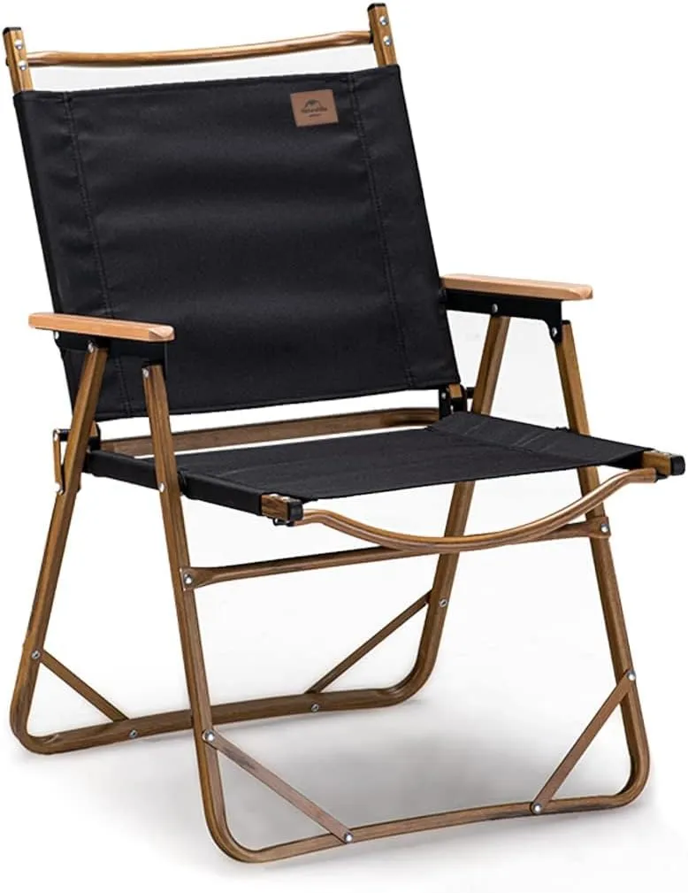 Naturehike Camping Chair, Foldable Chair for Outdoor Garden, Large Black