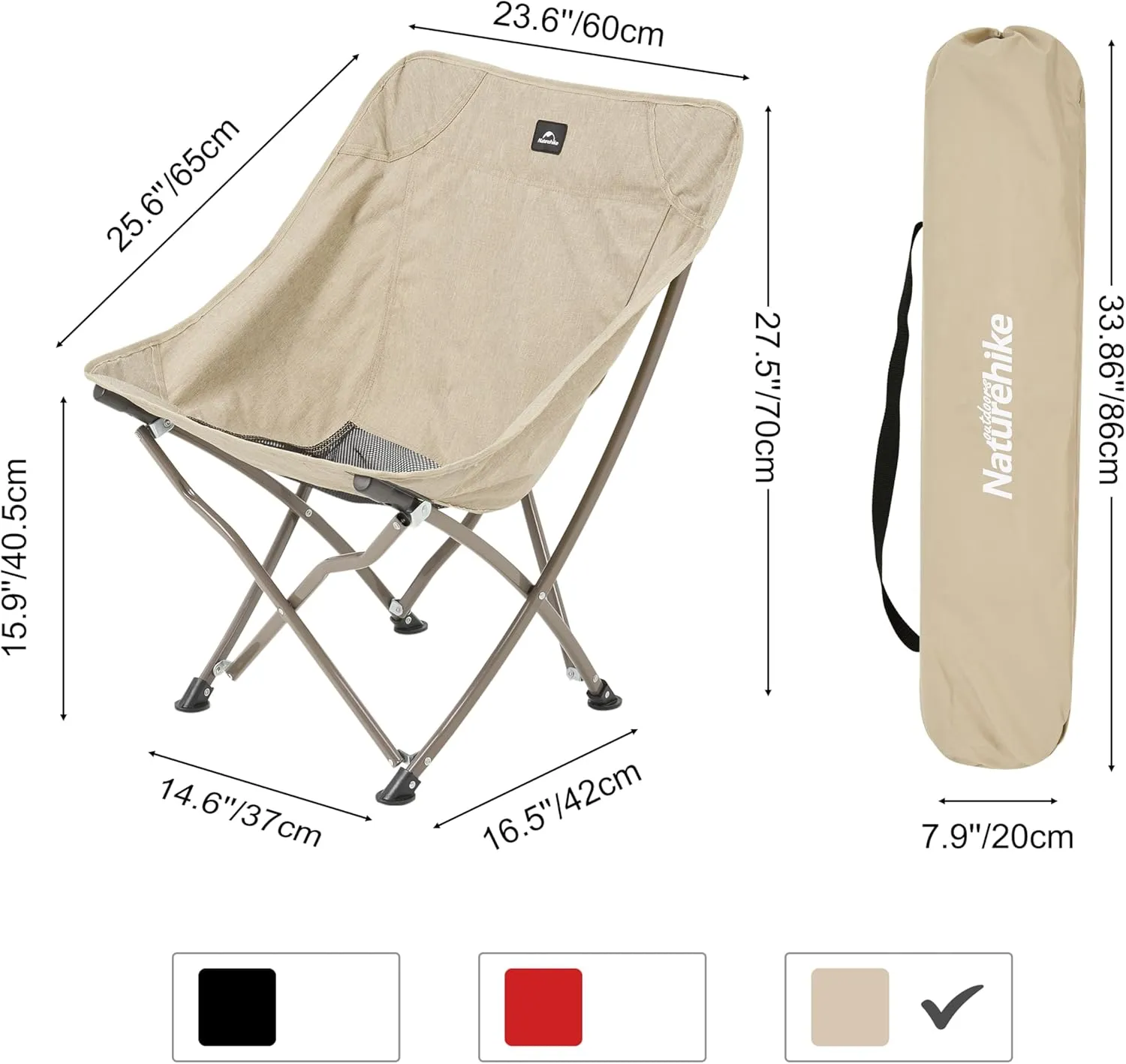 Naturehike Folding Camping Chair, Outdoor Portable Compact Chair, Collapsible & Comfortable Chair Heavy Duty for Travel Picnic Hiking Fishing Beach, Lightweight Backpack Chair Festival Gift, Sand